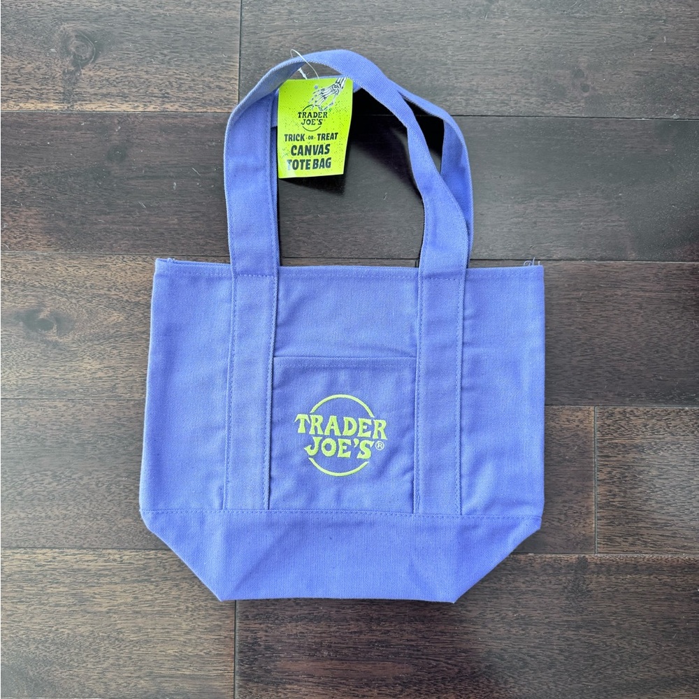 NWT Trader Joe's Purple Canvas Mini Tote Bag
